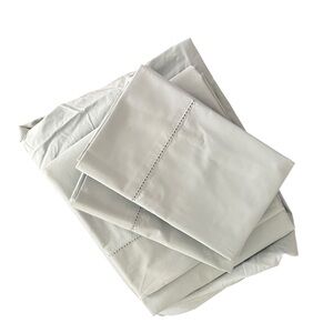 NWOT Garnet Hill Solid Hemstitched Pima Cotton Percale Sheets DOUBLE / FULL